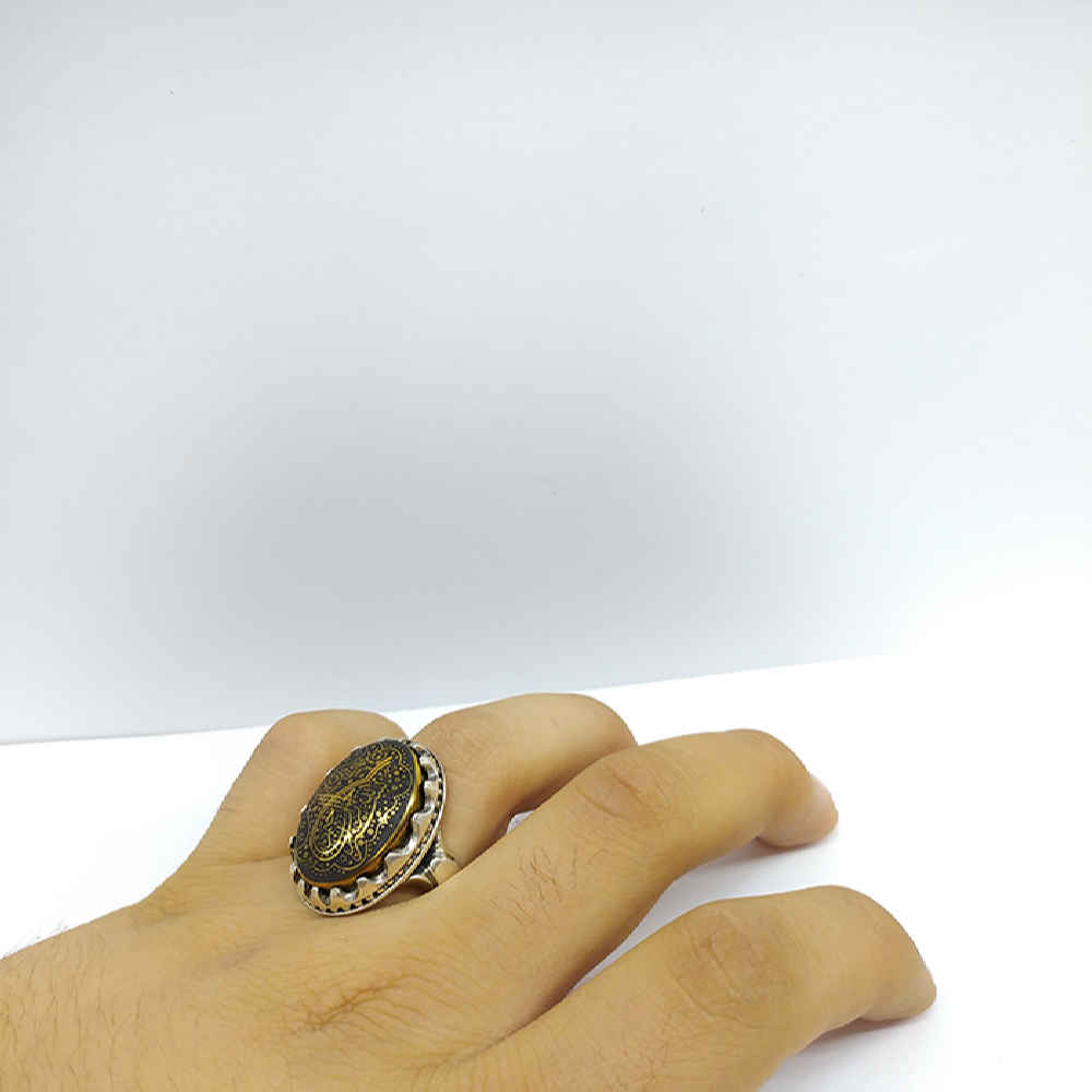 Islamic Hematite Silver Ring Hadid Gemstone for Men Latif