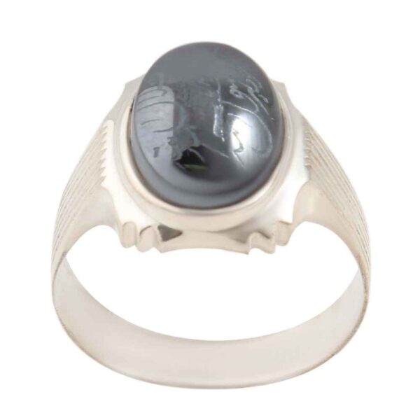 Islamic Hematite Silver Ring Hadid Gemstone for Men Mehrab