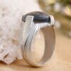 Islamic Hematite Silver Ring Hadid Gemstone for Men Allah