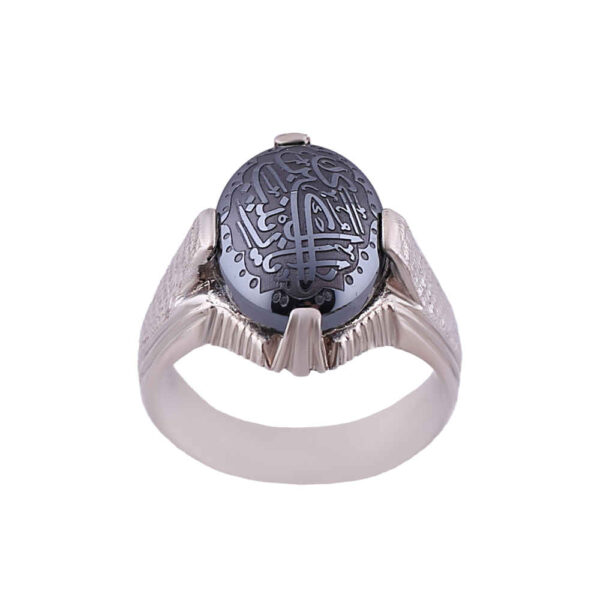 Islamic Hematite Silver Ring Hadid Gemstone for Men Raya