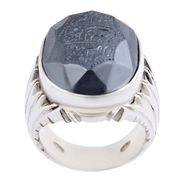Islamic Hematite Silver Ring Hadid Gemstone for Men Ziba