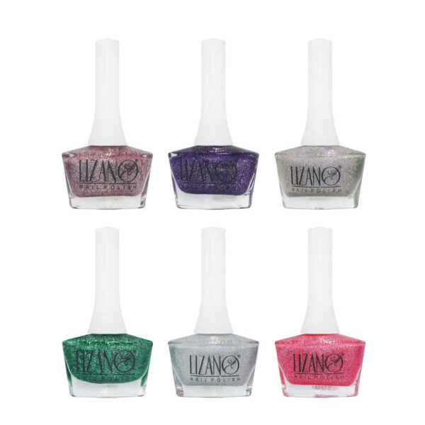 Halal Nail Polish Glitter Finish and Breathable Shiny Colors (6x)