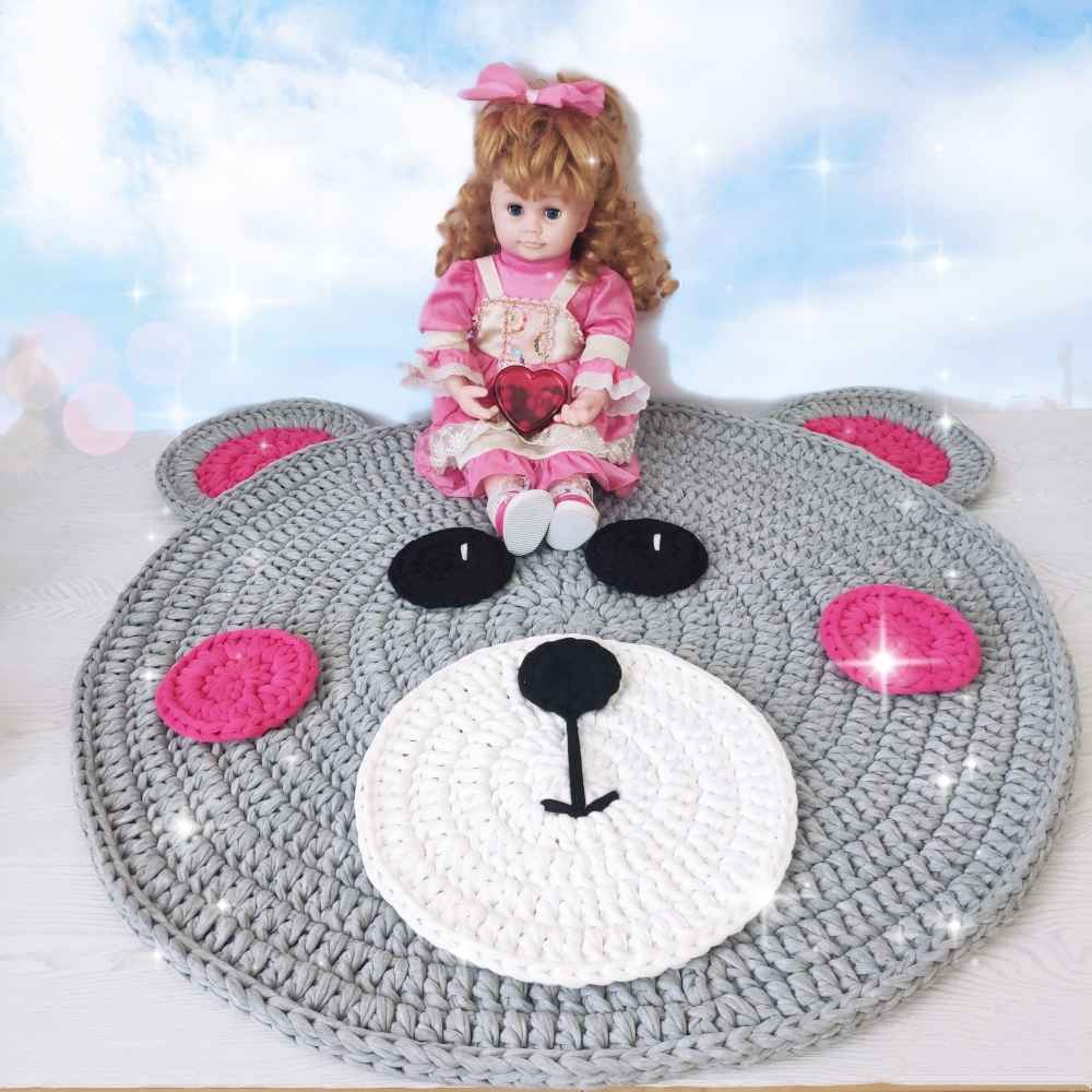 Handwoven Boho Macrame Floor Rug – Teddy Bear Pattern