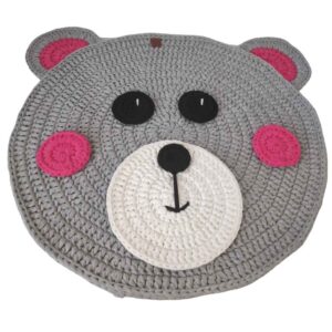 Macrame Hand-Knit Round Rug Model Teddy Bear