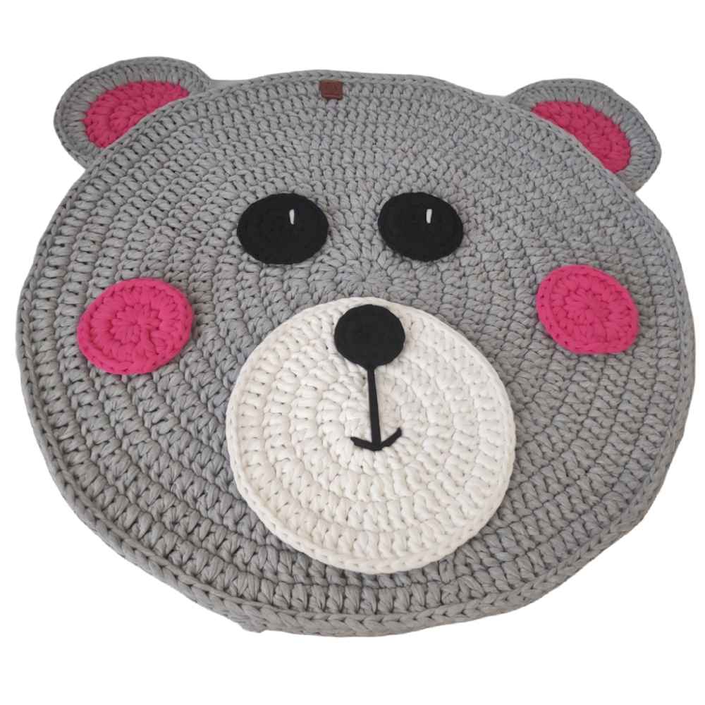 Handwoven Boho Macrame Floor Rug – Teddy Bear Pattern