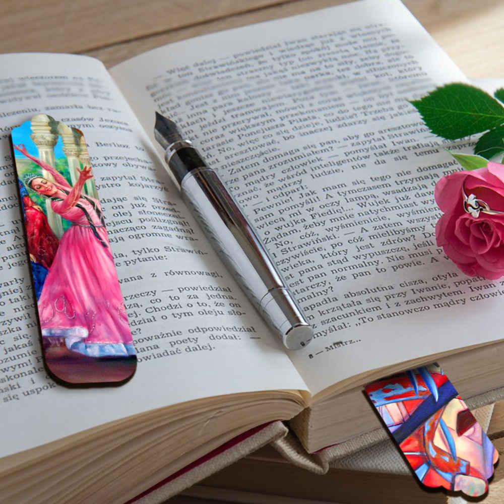 Artistic Persian Inspired Wooden Bookmark Dance – Set of 2