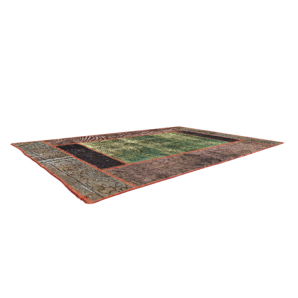 Vintage Persian Hand-Knotted Patchwork Carpet Baran