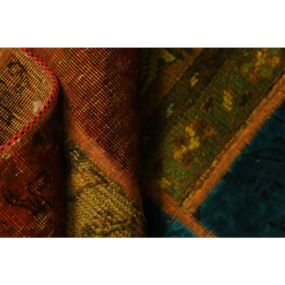 Vintage Persian Hand-Knotted Patchwork Carpet Bardia