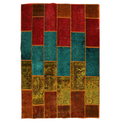 Vintage Persian Hand-Knotted Patchwork Carpet Bardia
