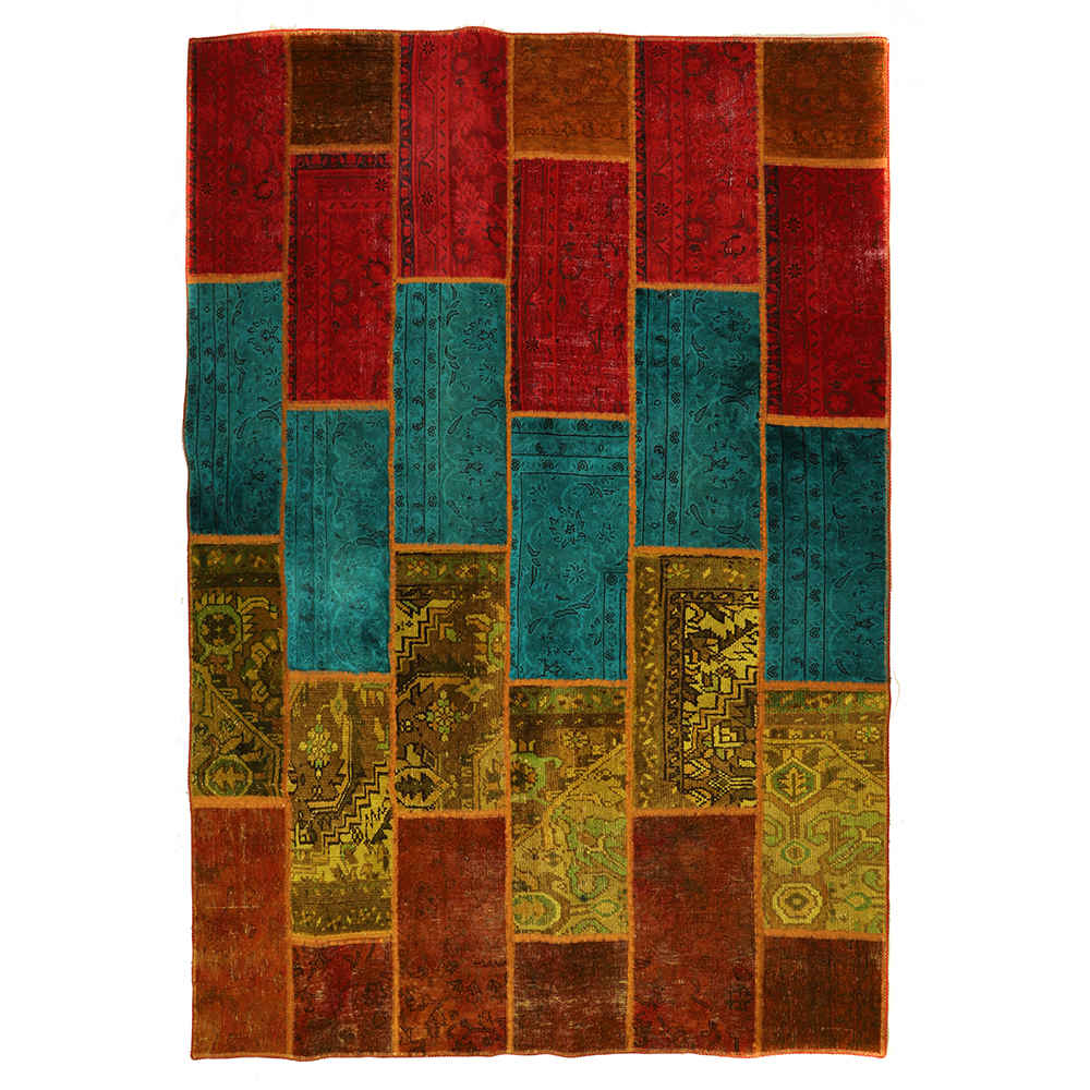 Vintage Persian Hand-Knotted Patchwork Carpet Bardia