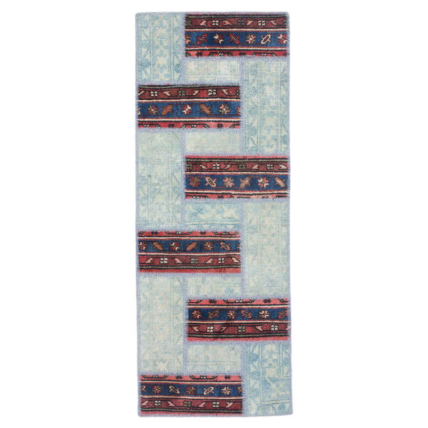 Vintage Persian Hand-Knotted Patchwork Carpet Dap