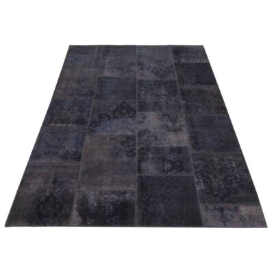 Vintage Persian Hand-Knotted Patchwork Carpet Dark