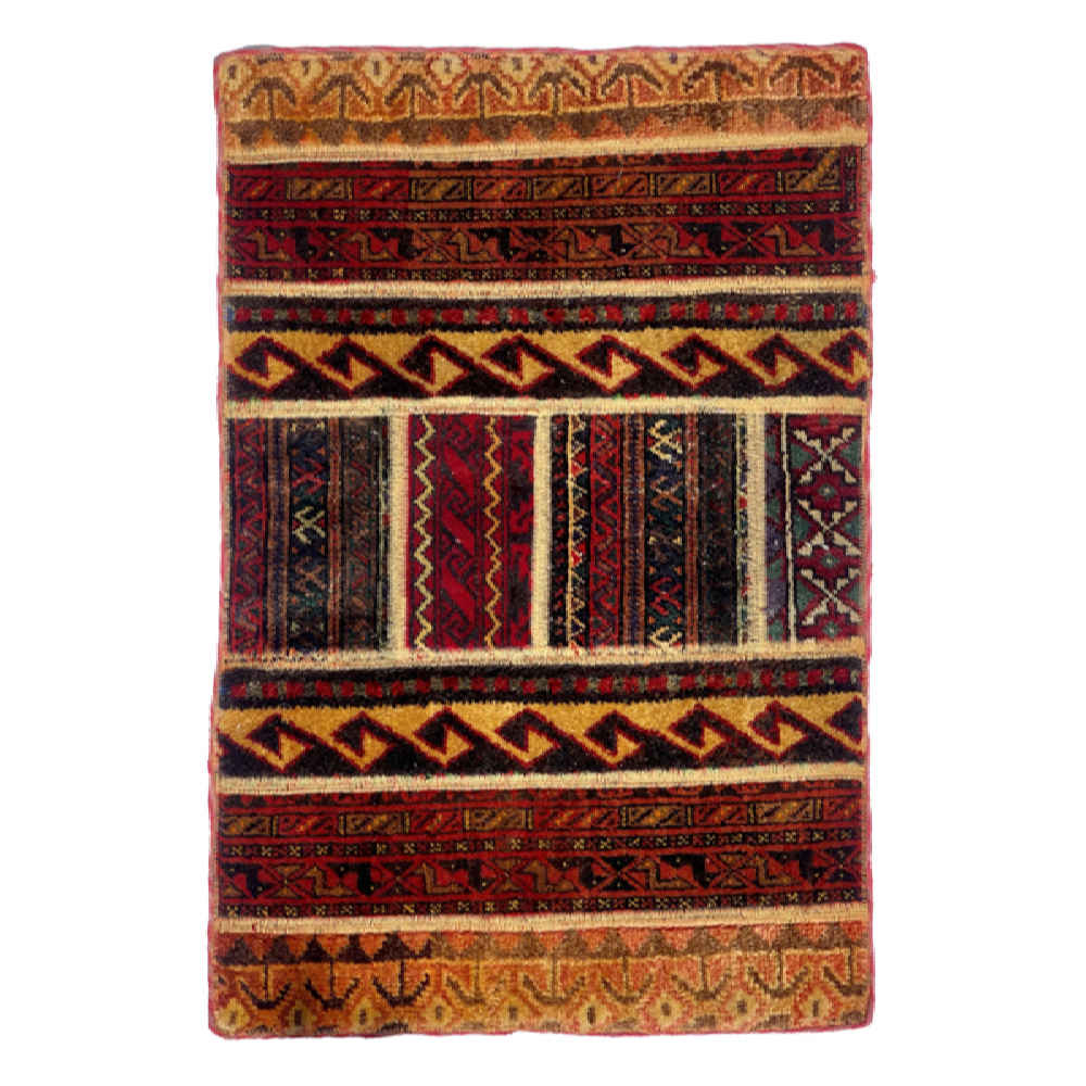 Vintage Persian Hand-Knotted Patchwork Carpet Forogh
