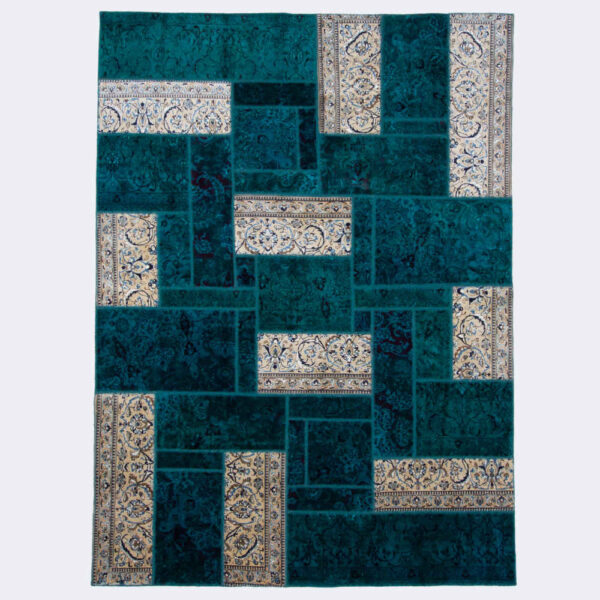 Vintage Persian Hand-Knotted Patchwork Carpet Naein