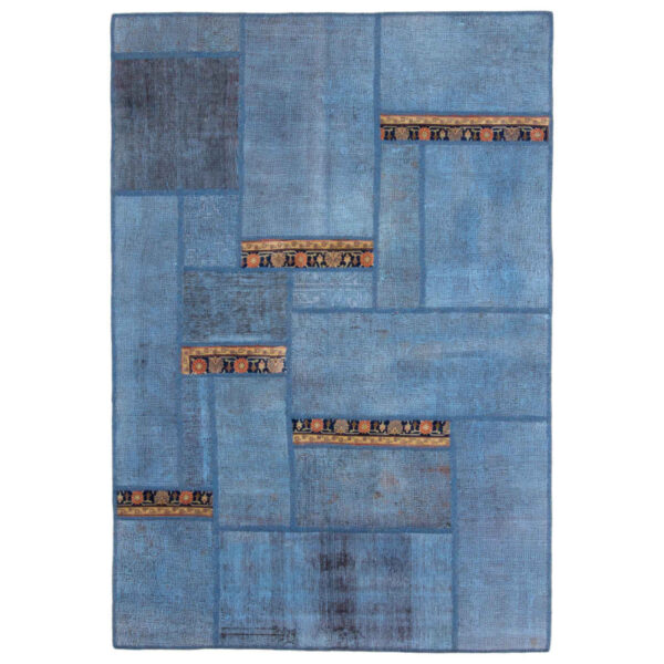 Persian Hand-Knotted Patchwork Carpet Ocean