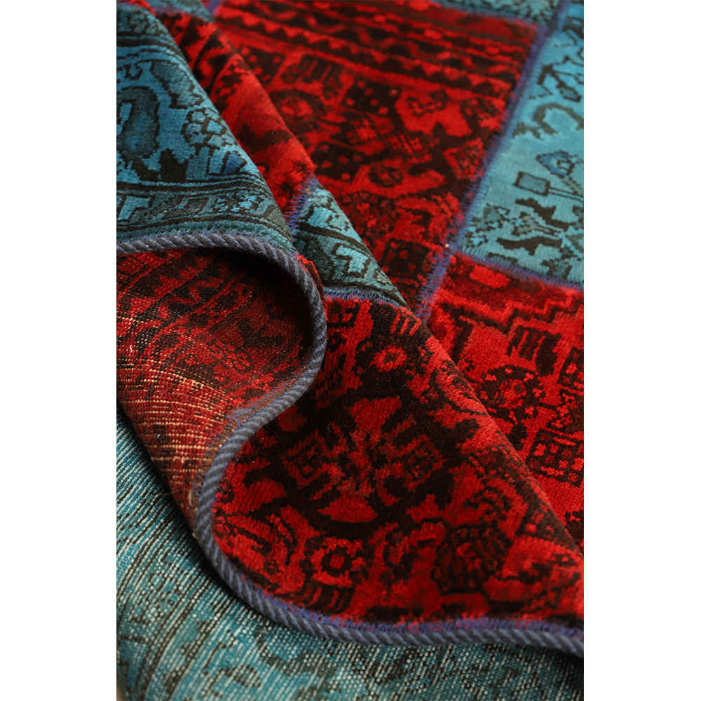 Vintage Persian Hand-Knotted Patchwork Carpet Royal