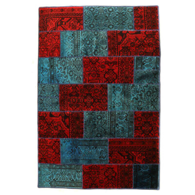 Vintage Persian Hand-Knotted Patchwork Carpet Royal