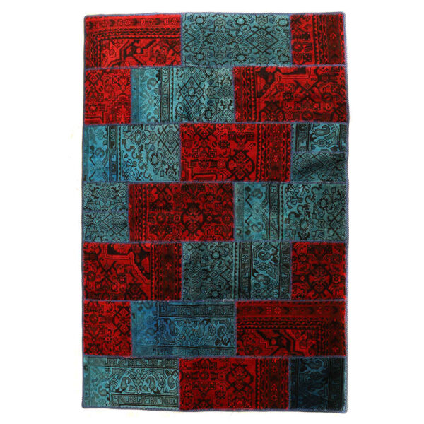 Vintage Persian Hand-Knotted Patchwork Carpet Royal