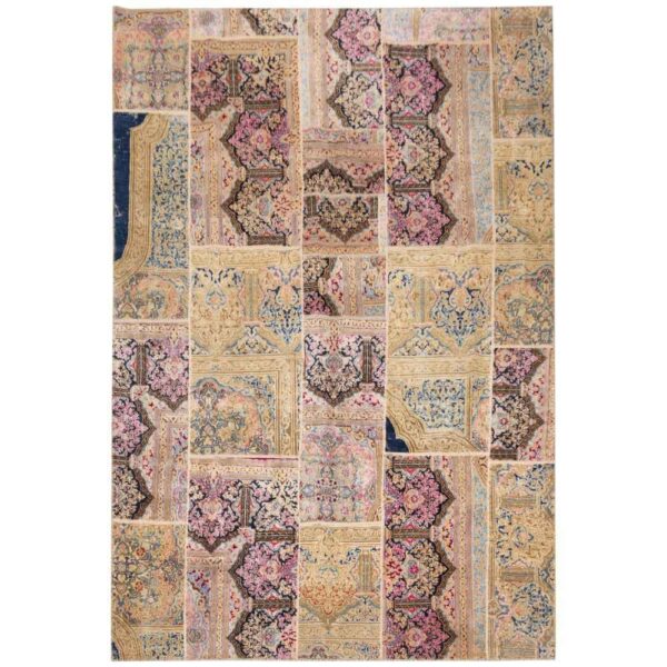 Vintage Persian Hand-Knotted Patchwork Carpet Salva