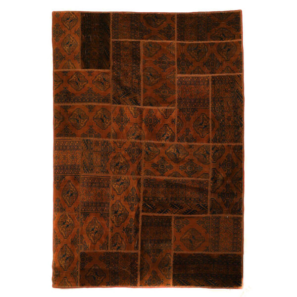 Vintage Persian Hand-Knotted Patchwork Carpet Dark Red