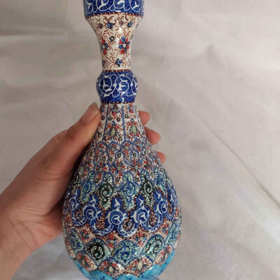 Decorative Copper Bottle Persian Minakari Enamel Eslimi