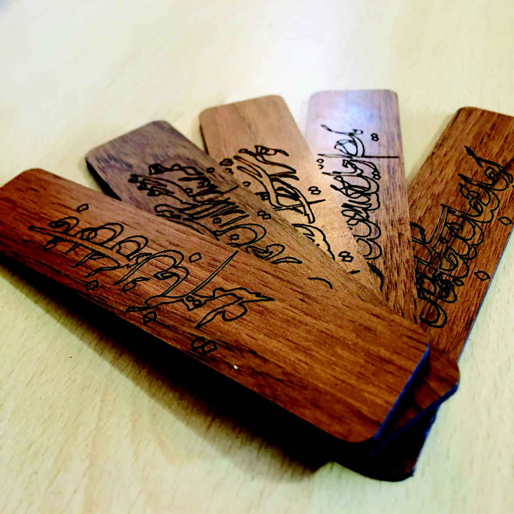 Persian Calligraphy Poem Wooden Bookmark – Set of 5