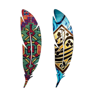 Artistic Persian Inspired Wooden Bookmark Feather Shaped – Set of 2