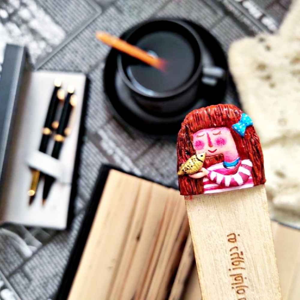 Persian Inspired Wooden Bookmark Model Girl