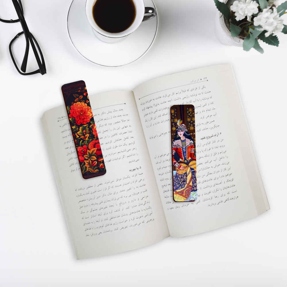 Artistic Persian Inspired Wooden Bookmark Khatoon – Set of 2