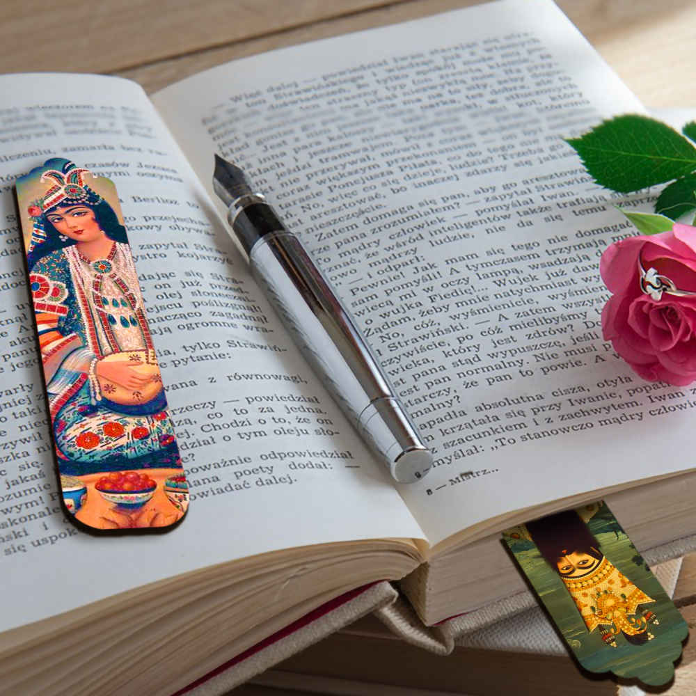 Artistic Persian Inspired Wooden Bookmark King & Queen – Set of 2