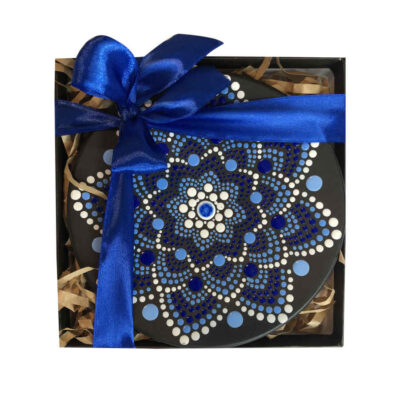 Decorative Pottery Wall Plate Hand-Painted Dot Art Sea