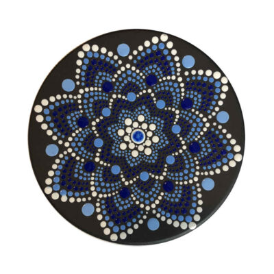 Decorative Pottery Plate Hand-Painted Dot Art Sea
