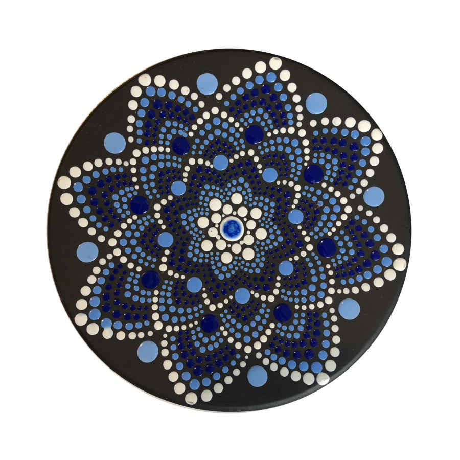 Decorative Pottery Plate Hand-Painted Dot Art Sea