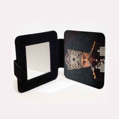 Pocket Mirror with Persian Inspired Mozaffar al-Din Shah Design