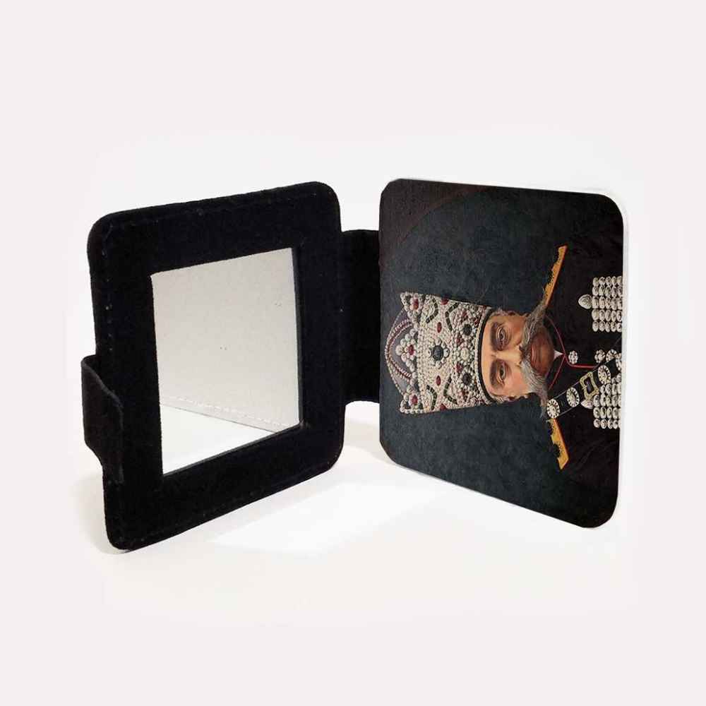 Pocket Mirror with Persian Inspired Mozaffar al-Din Shah Design