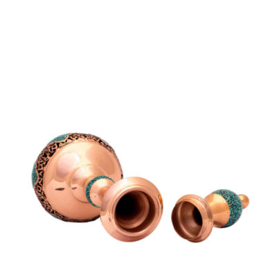 Decorative Copper Bottle Persian Artisan-Crafted Turquoise Inlay Royal