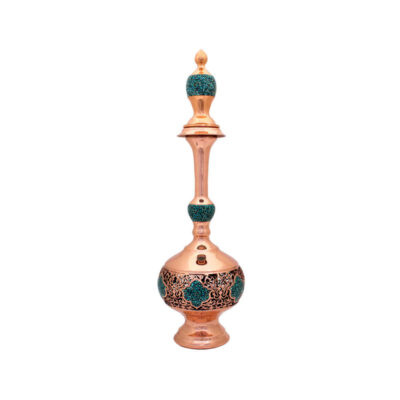 Decorative Copper Bottle Persian Artisan-Crafted Turquoise Inlay Royal