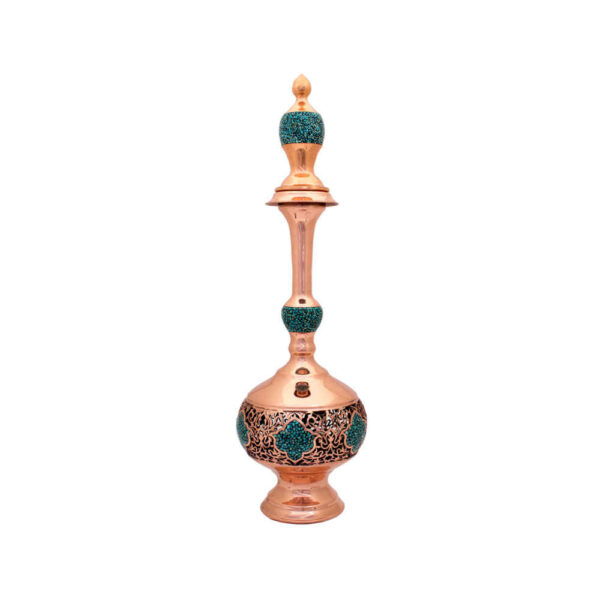 Decorative Copper Bottle Persian Artisan-Crafted Turquoise Inlay Royal