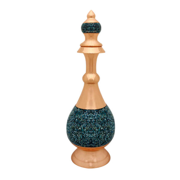 Decorative Copper Bottle Persian Artisan-Crafted Turquoise Inlay Sarahi