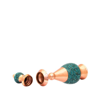 Decorative Copper Bottle Persian Artisan-Crafted Turquoise Inlay Vala