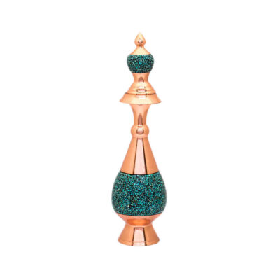 Decorative Copper Bottle Persian Artisan-Crafted Turquoise Inlay Vala