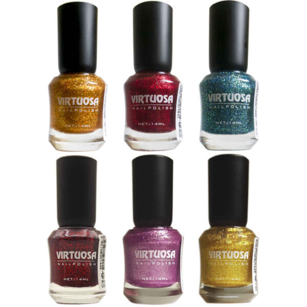 Halal Nail Polish Glitter Finish and Breathable Virtuosa (6x)