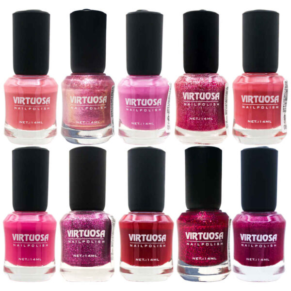 Halal Nail Polish Glossy & Glitter Finish and Breathable Pinky Colors (10x)