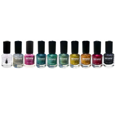 Halal Nail Polish Glitter Finish and Breathable Rainbow Colors (10x)
