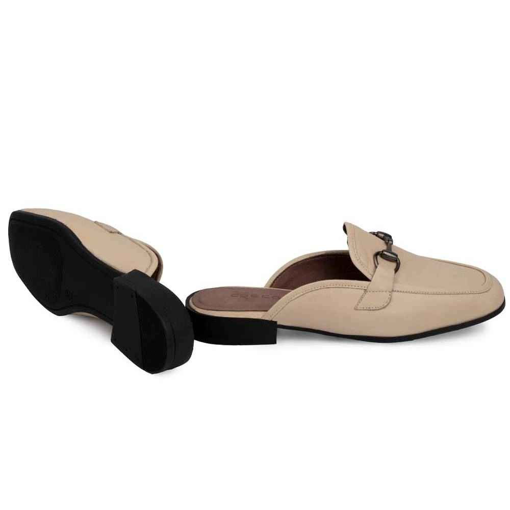 Women’s Natural Leather Mules Shoes Model Croco
