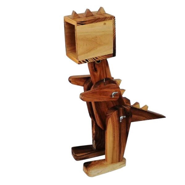 Wooden Novelty Desk Lamp Handcrafted and Adjustable Dinosaur Figurine