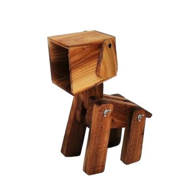 Wooden Novelty Desk Lamp Handcrafted and Adjustable Dog Figurine
