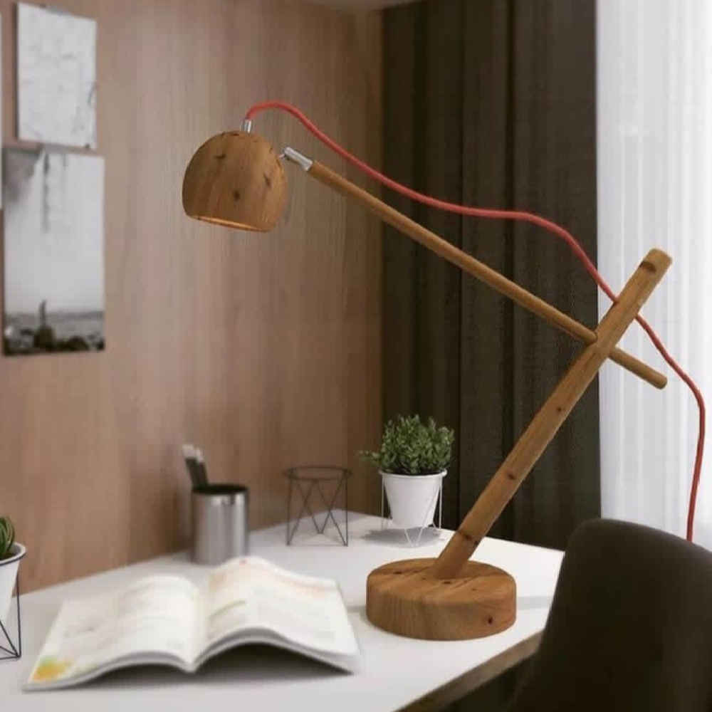 Wooden Adjustable Desk Lamp Handcrafted Lupika
