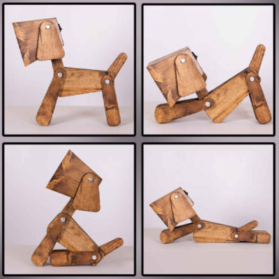Wooden Novelty Desk Lamp Handcrafted and Adjustable Puppy Figurine