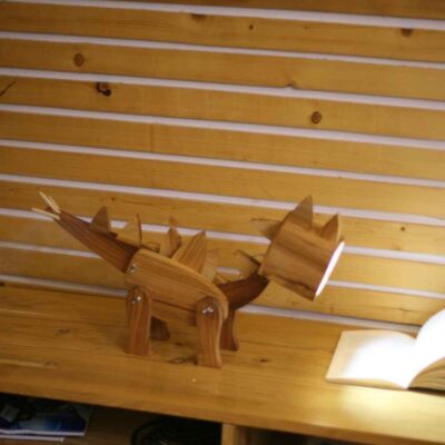 Wooden Novelty Desk Lamp Handcrafted and Adjustable Stego Figurine